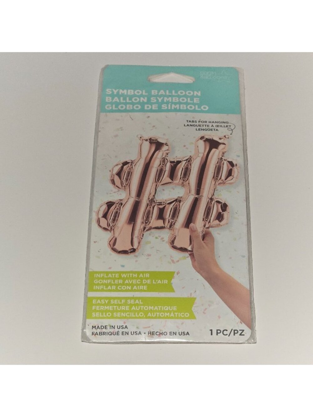 NEW 1 Rose Gold Foil Balloon Symbol Hashtag Number Pound Sign 11.5x13.5 Wedding